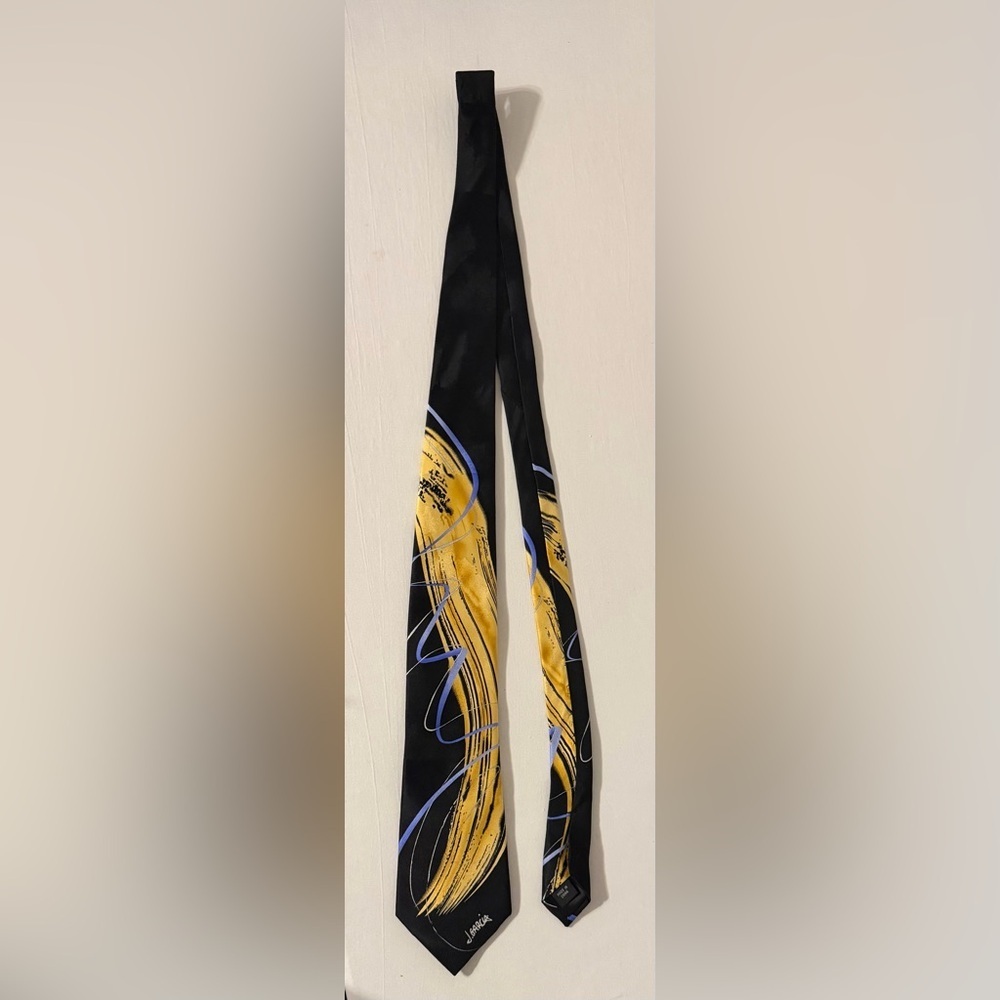 J. Garcia Black and Gold Silk Tie